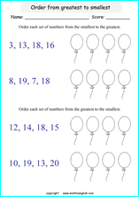 printable math comparing and ordering up to 100 worksheets for kids in primary and elementary math class 