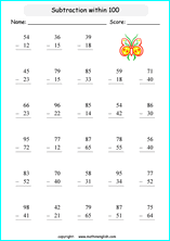 printable math 2 digit subtraction worksheets for kids in primary and elementary math class 