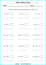 First grade math worksheets odd and even numbers