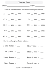 Grade 1 Tens And Ones Place Value Math School Worksheets For Primary And Elementary Math Education