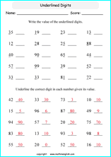 printable math place value of decimals worksheets for kids in primary and elementary math class 