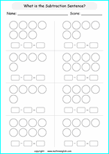 printable math subtraction with pictures worksheets for kids in primary and elementary math class 