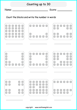 printable math countig numbers,  numeracy and number worksheets for primary and elementary math class