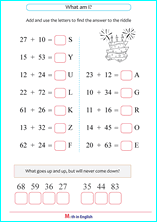 addition up to 100 puzzle