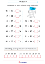 addition up to 100 puzzle