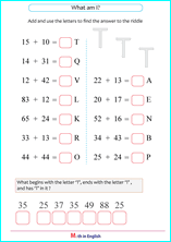 addition up to 100 puzzle