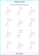 add 3 numbers with sums up to 20