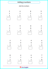 add 3 numbers with sums up to 20