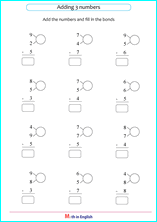 add 3 numbers with sums up to 20