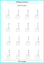 add 3 numbers with sums up to 20