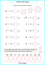 printable addition math riddle 