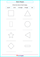 grade 1 basic shapes geometry math school worksheets for primary and elementary math education