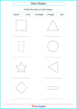 Grade 1 Basic Shapes Geometry Math School Worksheets For Primary And Elementary Math Education