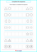 complete the shape sequences grade 1 worksheet