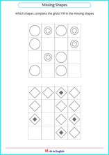 complete the sequence and draw shapes