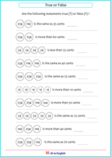 count dollar cents math money worksheet