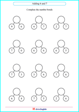 Number bonds, addition and subtraction bonding exercises for grade 1