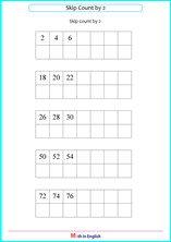 skip addition by steps of 2 worksheets