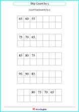 counting backwards by steps of 5 worksheet