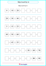 skip count numbers by 10 worksheet