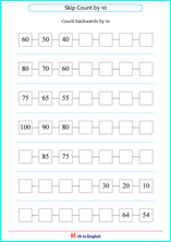 skip count backwards by 10 worksheet