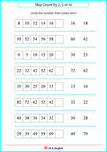 skip counting by 10 next number worksheet