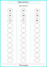 skip addition by steps of 2 worksheet