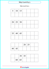 skip counting by steps of 5 worksheet