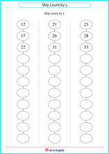 skip counting by steps of 5 worksheet