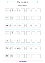 skip count by 3 worksheet