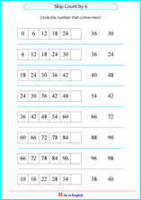 skip counting by 6 next number worksheet