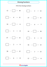 subtraction within 20