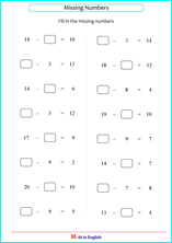 subtraction within 20