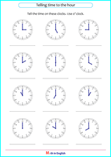telling time to the nearest hour