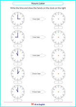 telling time whole hour intervals