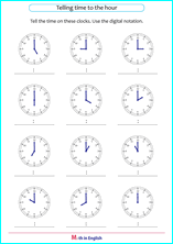 telling time to the nearest hour