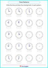 complete the time sequences grade 1 math