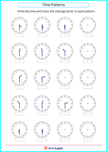 complete the time sequences grade 1 math