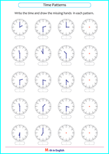 complete the time sequences grade 1 math