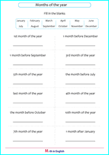 months of the year and ordinal numbers