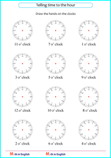 draw the hands on the clock to the nearest hour