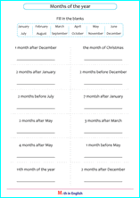 months of the year and ordinal numbers