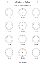 draw the hands on the clock to the nearest hour