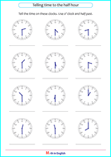 tell time using half past