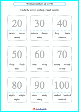 spelling whole tens up to 100 worksheet