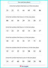 exercises with ones and tens worksheet