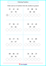 order numbers up to 100 worksheet