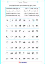 number ranges sequence worksheet