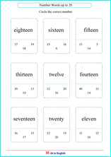 spelling numbers up to 20 worksheet
