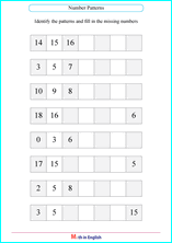 complete the number ranges up to 20